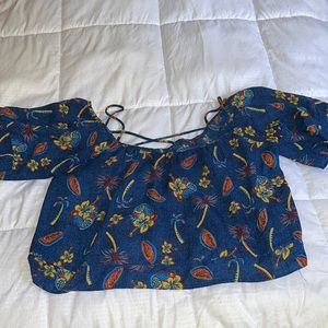 blue tropical crop top